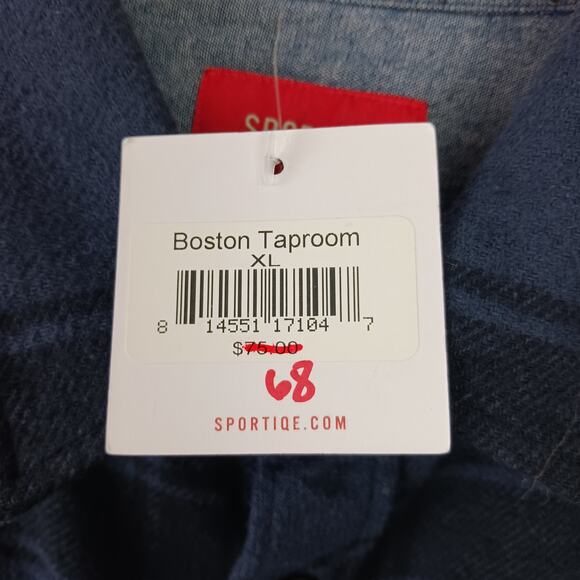 Sportiqe SZ XL Samuel Adams Boston Tap Room Plaid Flannel Button Down Shirt NWT - Picture 6 of 8